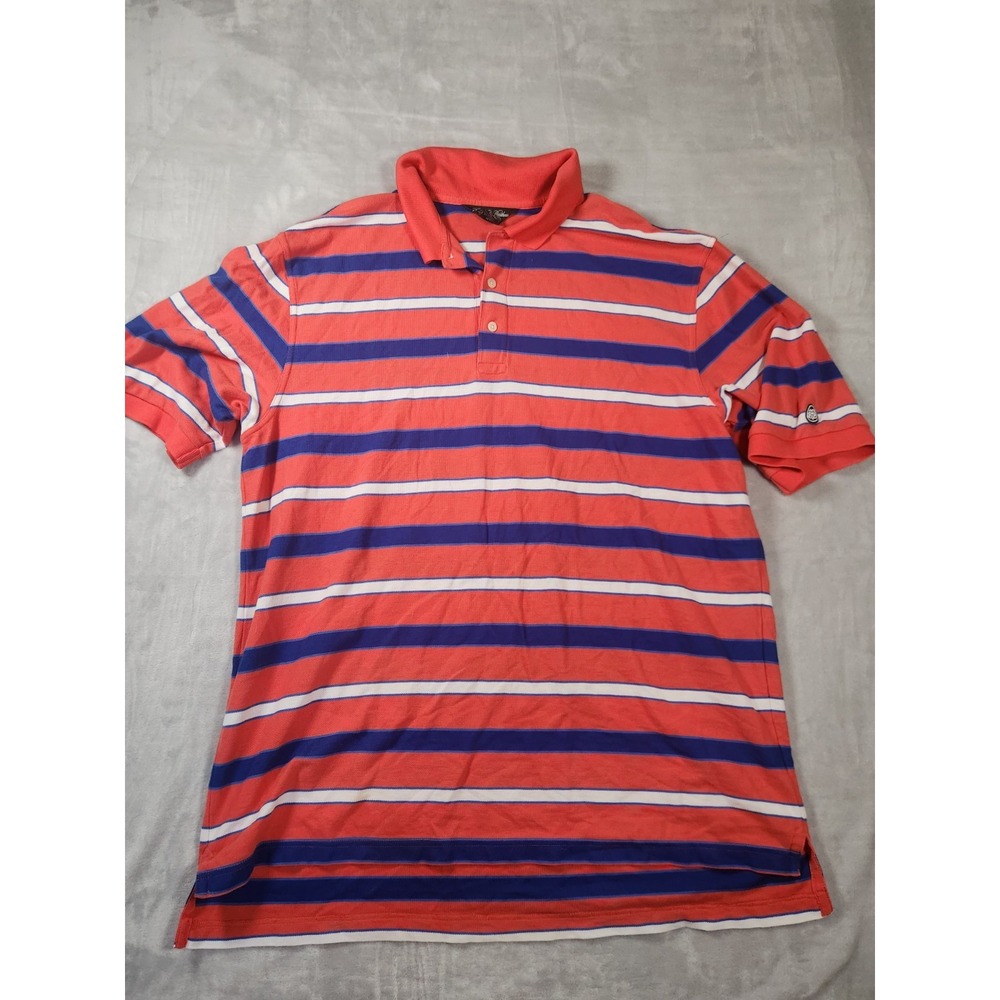 Brooks Brothers Country Club Polo Shirt Blue Striped Performance Knit‎ Men XL